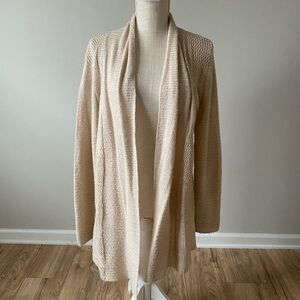 Long Sleeve Open Knit Neutral Cardigan Beige